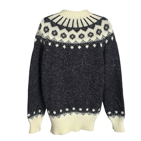 Vtg 80s Limited Express Sweater Women’s M Nordic Fair Isle Cream Black Gray - Picture 5 of 9